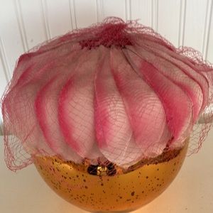 Vintage Lady’s Hat, Styled As Pink Petals With Pink Netting